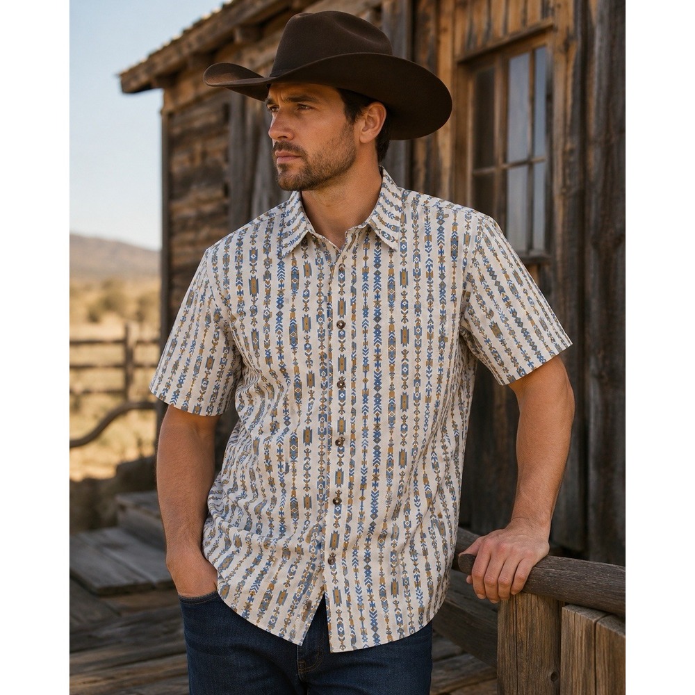 The North Face Mens XL Button Up Shirt Aztec Southwestern Geometric Short Sleeve